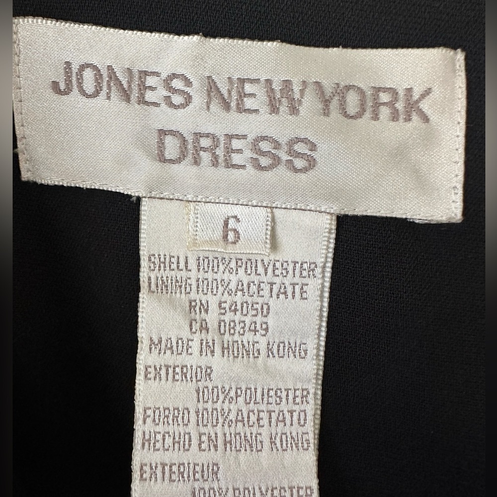 Jones New York Black Rhinestone Cocktail Dress, Size 6 - Picture 3 of 7